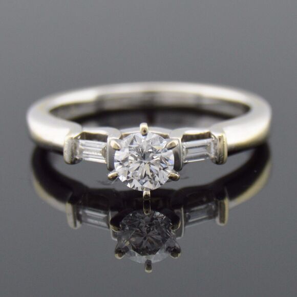 Estate .49ct Diamond Solitaire Engagement Ring 14k White Gold 'F' Color Diamond
